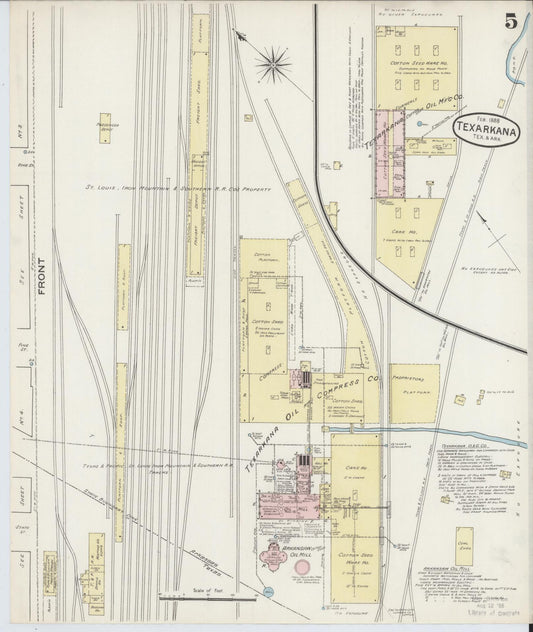 Sanborn Fire Insurance Map from Texarkana, Bowie County, Texas (1888), Sheet #0005 - Historic Sanborn Fire Insurance Map Print, vintage old map wall art, antique decor, genealogy gift, Texas Texas map
