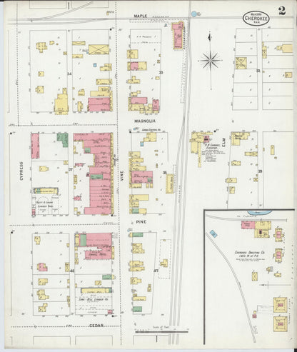 Sanborn Fire Insurance Map from Cherokee, Crawford County, Kansas (1899), Sheet #0002 - Complete Map Set gallery image, historic Sanborn map, vintage wall art, Kansas Kansas