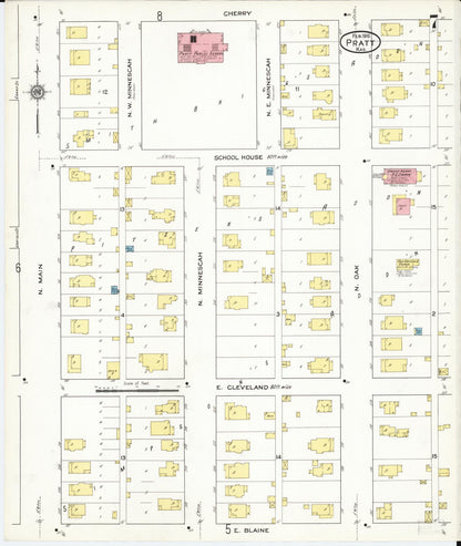 Sanborn Fire Insurance Map from Pratt, Pratt County, Kansas (1916), Sheet #0007 - Complete Map Set gallery image, historic Sanborn map, vintage wall art, Kansas Kansas
