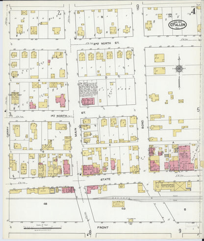 Sanborn Fire Insurance Map from O'Fallon, Saint Clair County, Illinois (1921), Sheet #0004 - Complete Map Set gallery image, historic Sanborn map, vintage wall art, Illinois Illinois
