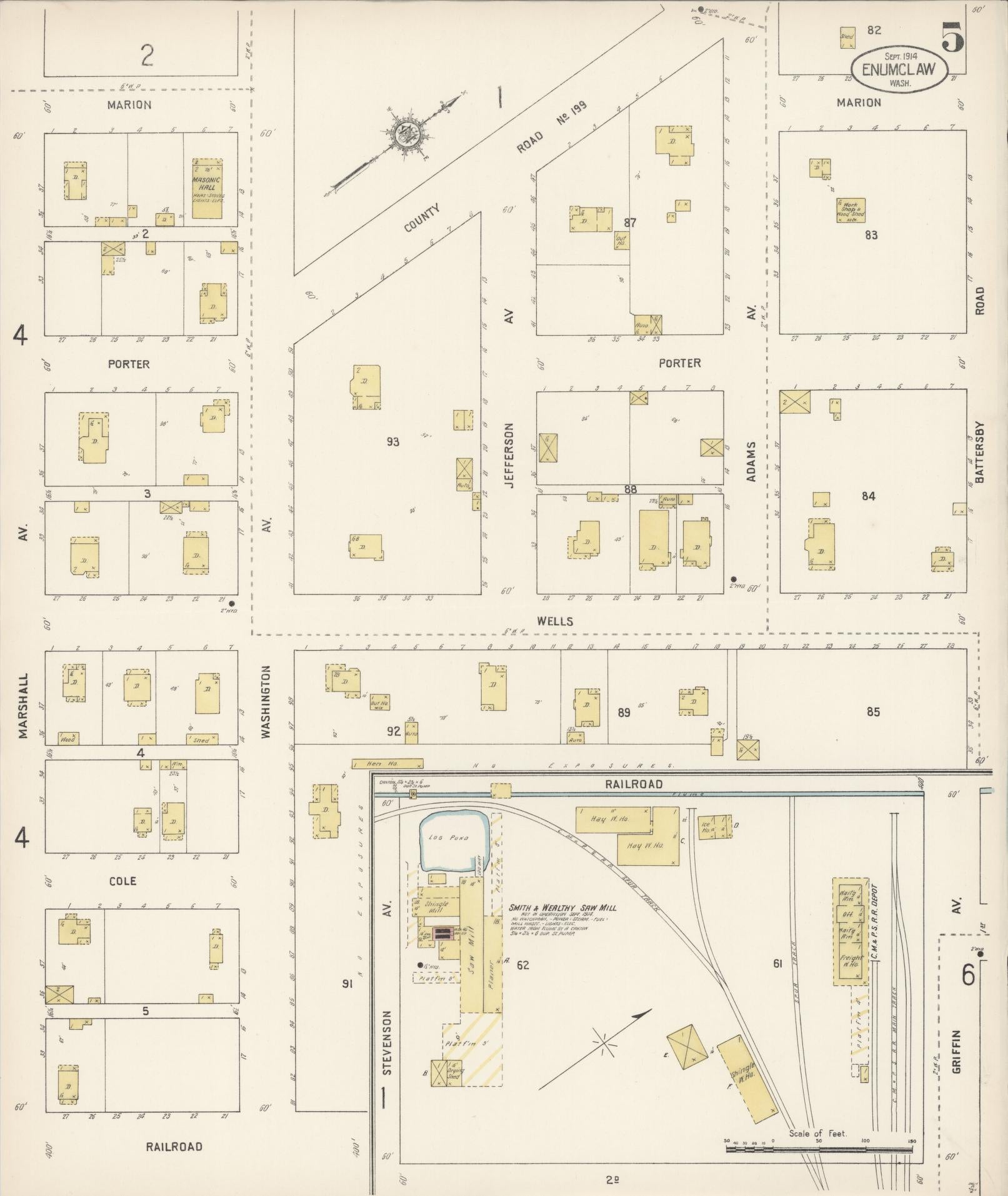 Sanborn Fire Insurance Map from Enumclaw, King County, Washington (1914), Sheet #0005 - Complete Map Set gallery image, historic Sanborn map, vintage wall art, Washington Washington