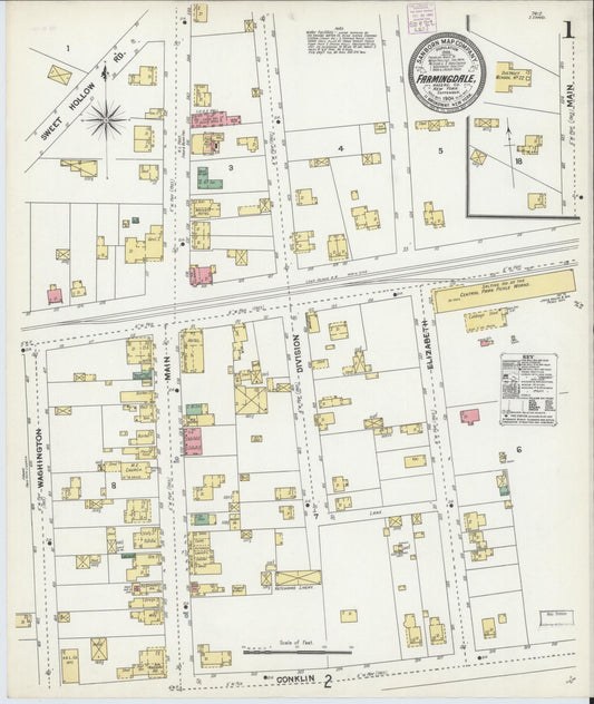 Sanborn Fire Insurance Map from Farmingdale, Nassau County, New York (1904), Sheet #0001 - Complete Map Set gallery image, historic Sanborn map, vintage wall art, New York New York