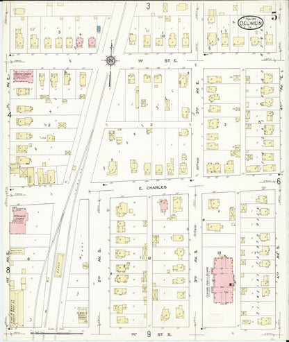 Sanborn Fire Insurance Map from Oelwein, Fayette County, Iowa (1914), Sheet #0005 - Historic Sanborn Fire Insurance Map Print