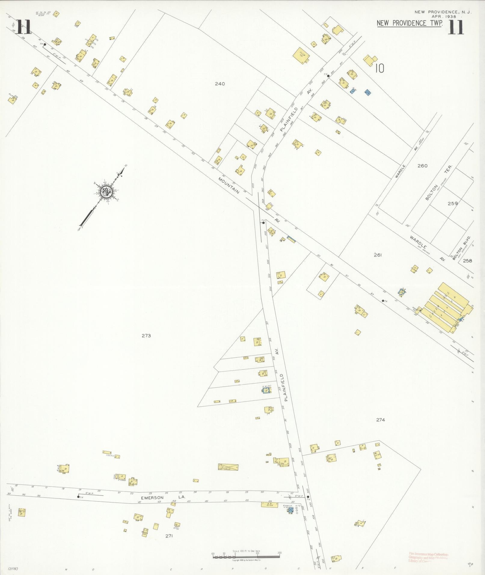 Sanborn Fire Insurance Map from New Providence, Union County, New Jersey (1938), Sheet #0011 - Complete Map Set gallery image, historic Sanborn map, vintage wall art, New Jersey New Jersey