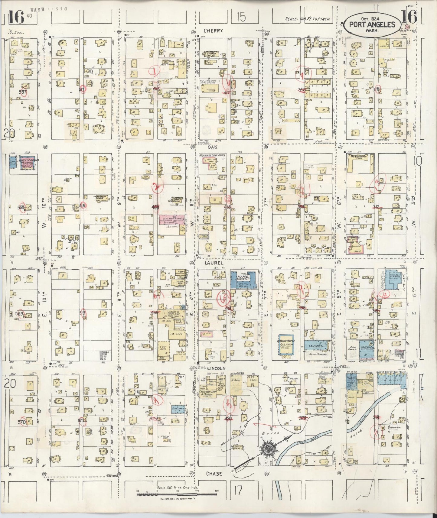 Sanborn Fire Insurance Map from Port Angeles, Clallam County, Washington (1949), Sheet #0016 - Complete Map Set gallery image, historic Sanborn map, vintage wall art, Washington Washington