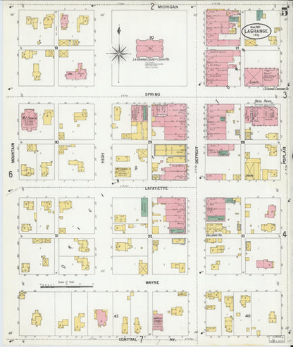 Sanborn Fire Insurance Map from Lagrange, LaGrange County, Indiana (1901), Sheet #0005 - Historic Sanborn Fire Insurance Map Print, vintage old map wall art, antique decor, genealogy gift, Indiana Indiana map