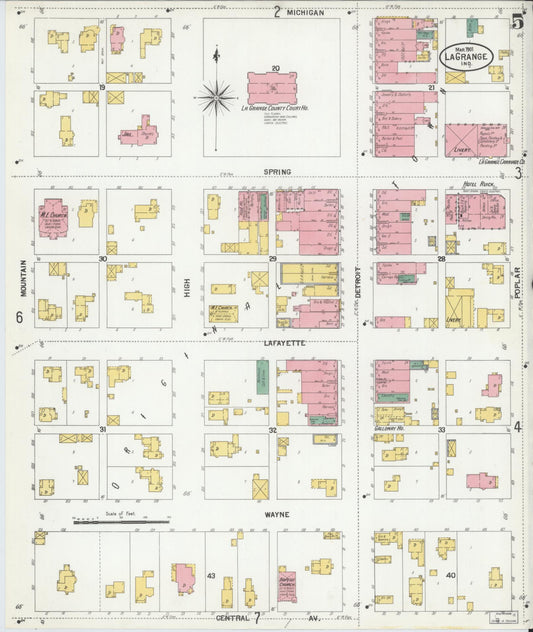 Sanborn Fire Insurance Map from Lagrange, LaGrange County, Indiana (1901), Sheet #0005 - Historic Sanborn Fire Insurance Map Print, vintage old map wall art, antique decor, genealogy gift, Indiana Indiana map