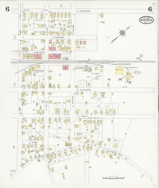 Sanborn Fire Insurance Map from Ahoskie, Hertford County, North Carolina (1930), Sheet #0006 - Historic Sanborn Fire Insurance Map Print, vintage old map wall art, antique decor, genealogy gift, North Carolina North Carolina map