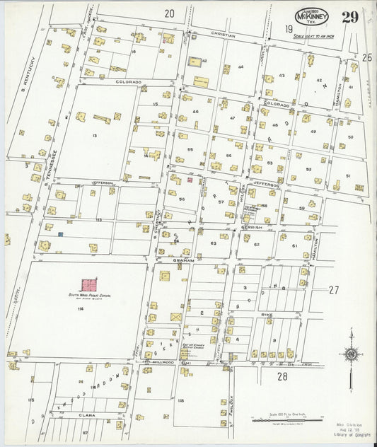 Sanborn Fire Insurance Map from McKinney, Collin County, Texas (1920), Sheet #0029 - Historic Sanborn Fire Insurance Map Print, vintage old map wall art, antique decor, genealogy gift, Texas Texas map