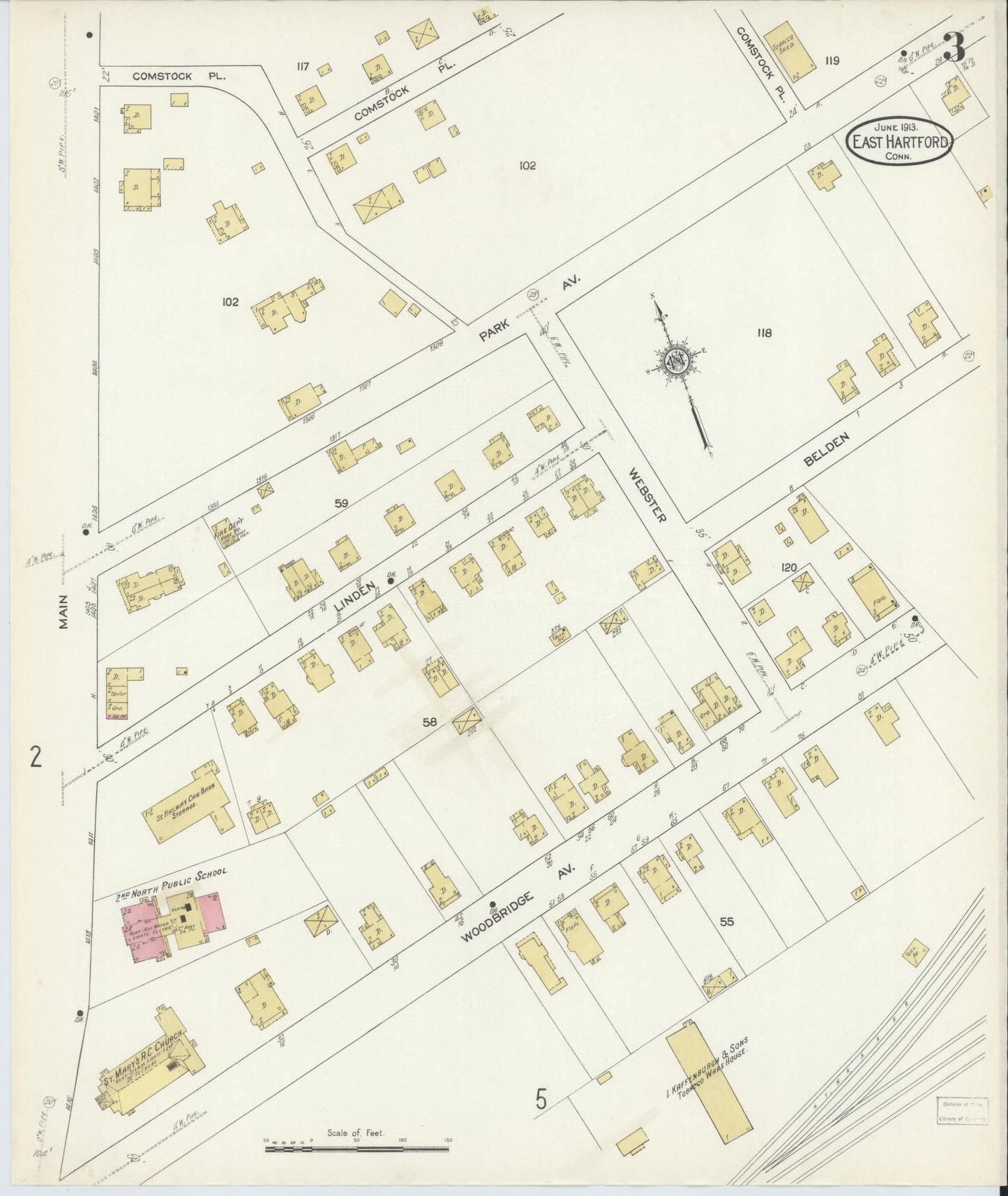 Sanborn Fire Insurance Map from East Hartford, Hartford County, Connecticut (1913), Sheet #0003 - Complete Map Set gallery image, historic Sanborn map, vintage wall art, Connecticut Connecticut