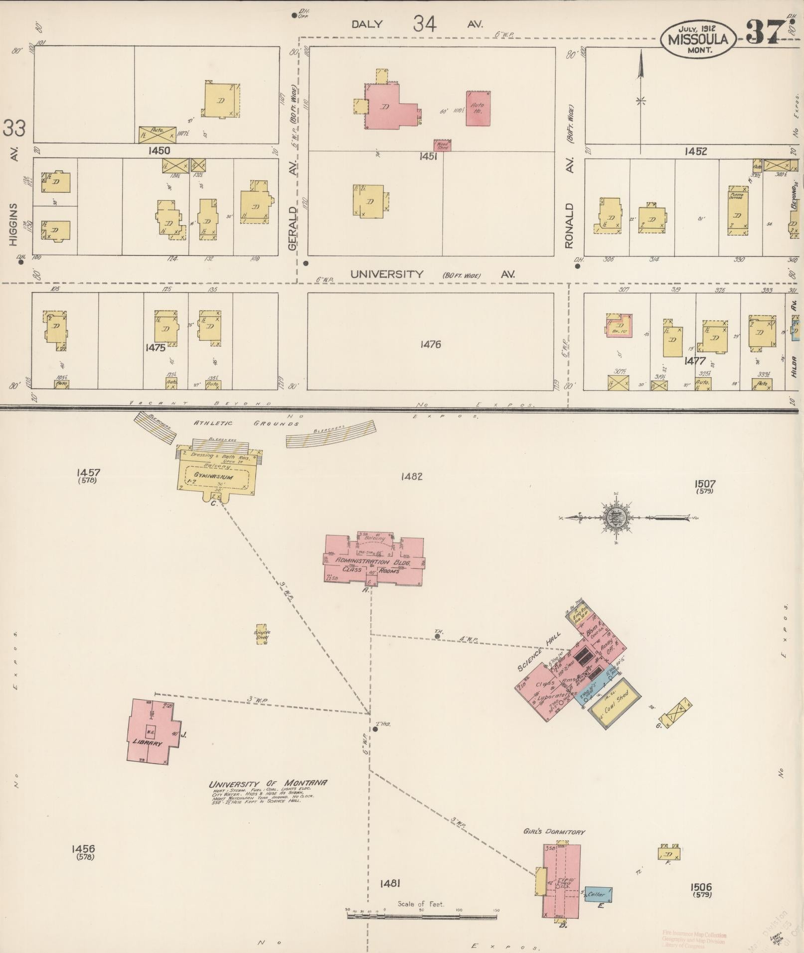 Sanborn Fire Insurance Map from Missoula, Missoula County, Montana (1912), Sheet #0037 - Complete Map Set gallery image, historic Sanborn map, vintage wall art, Montana Montana