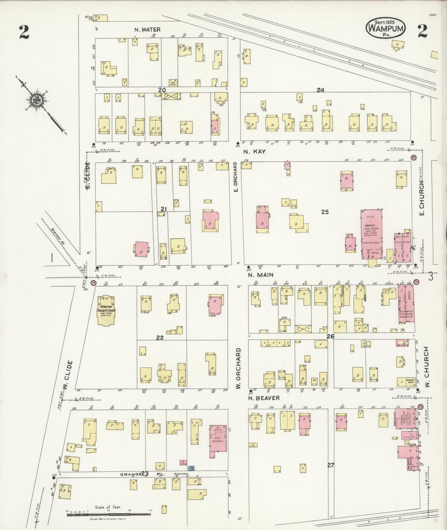 Sanborn Fire Insurance Map from Wampum, Lawrence County, Pennsylvania (1925), Sheet #0002 - Complete Map Set gallery image, historic Sanborn map, vintage wall art, Pennsylvania Pennsylvania