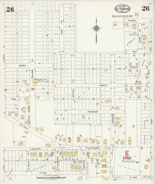 Sanborn Fire Insurance Map from El Dorado, Union County, Arkansas (1924), Sheet #0026 - Historic Sanborn Fire Insurance Map Print, vintage old map wall art, antique decor, genealogy gift, Arkansas Arkansas map