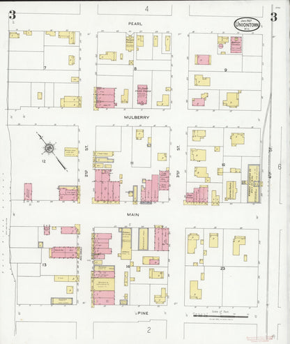 Sanborn Fire Insurance Map from Uniontown, Union County, Kentucky (1927), Sheet #0003 - Complete Map Set gallery image, historic Sanborn map, vintage wall art, Kentucky Kentucky
