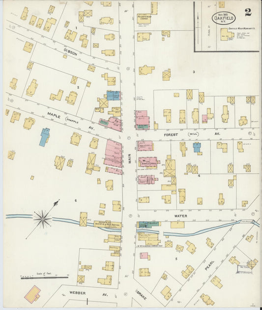 Sanborn Fire Insurance Map from Oakfield, Genesee County, New York (1905), Sheet #0002 - Historic Sanborn Fire Insurance Map Print, vintage old map wall art, antique decor, genealogy gift, New York New York map