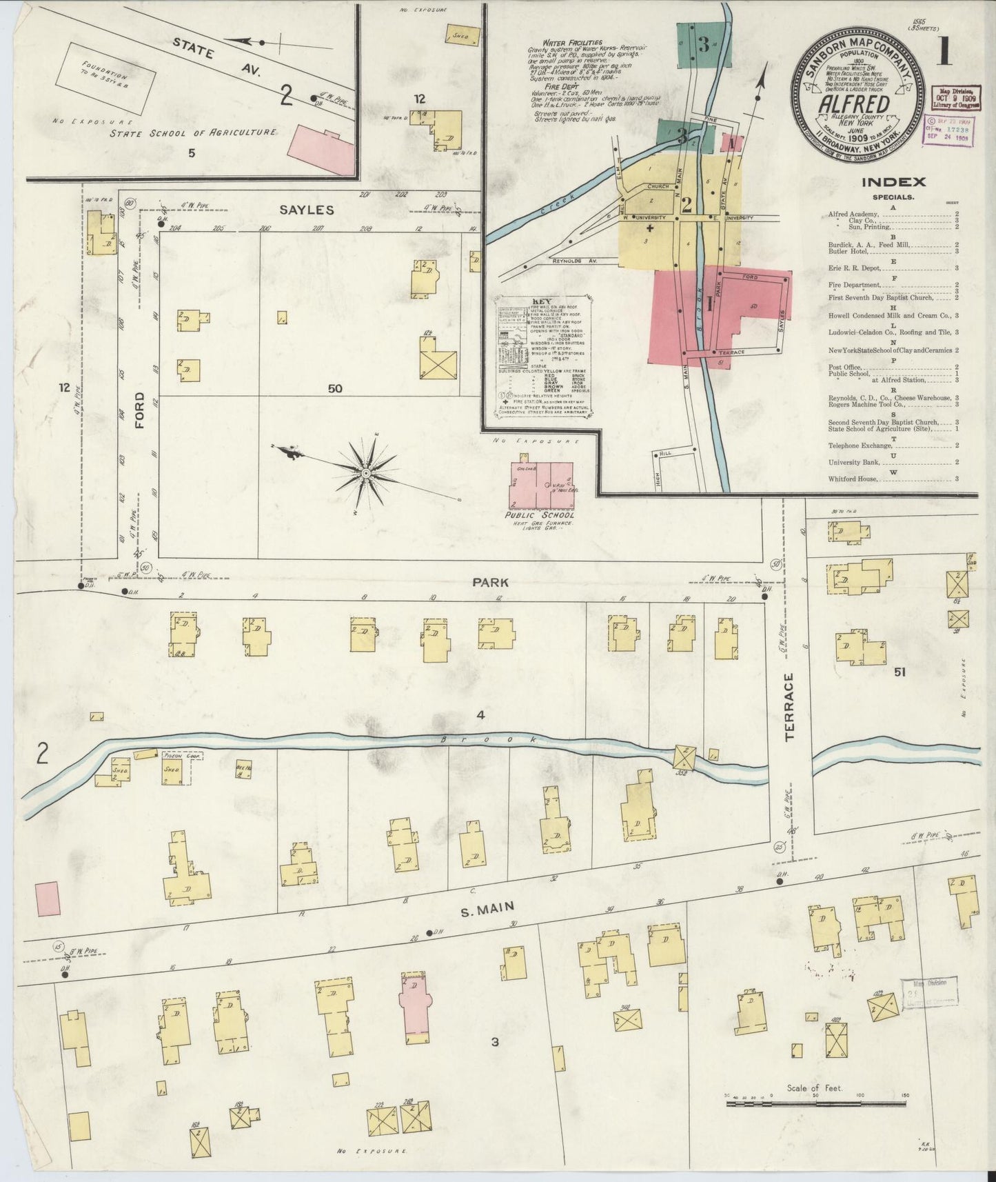Sanborn Fire Insurance Map from Alfred, Allegany County, New York. (1909) – Historic Sanborn Fire Insurance Map Print