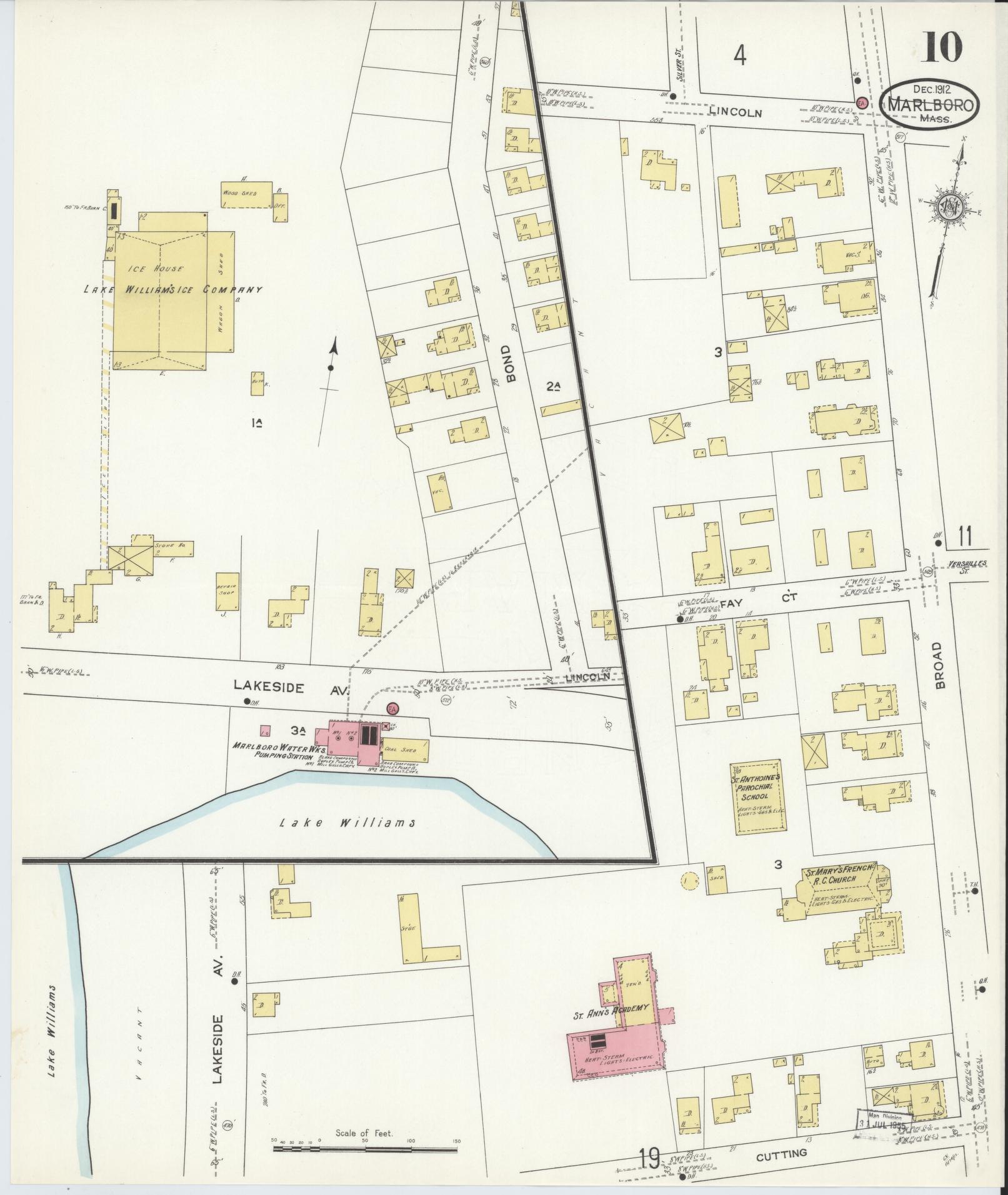 Sanborn Fire Insurance Map from Marlborough, Middlesex County, Massachusetts (1912), Sheet #0010 - Historic Sanborn Fire Insurance Map Print, vintage old map wall art, antique decor, genealogy gift, Massachusetts Massachusetts map