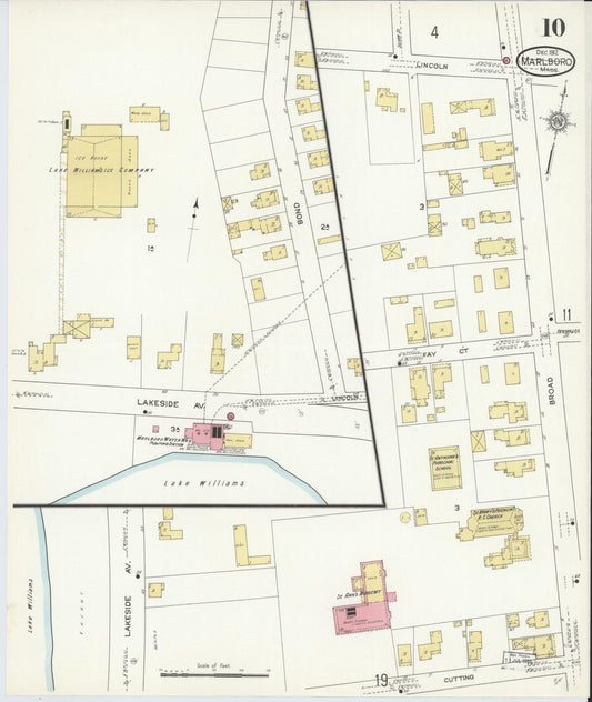 Sanborn Fire Insurance Map from Marlborough, Middlesex County, Massachusetts (1912), Sheet #0010 - Historic Sanborn Fire Insurance Map Print, vintage old map wall art, antique decor, genealogy gift, Massachusetts Massachusetts map
