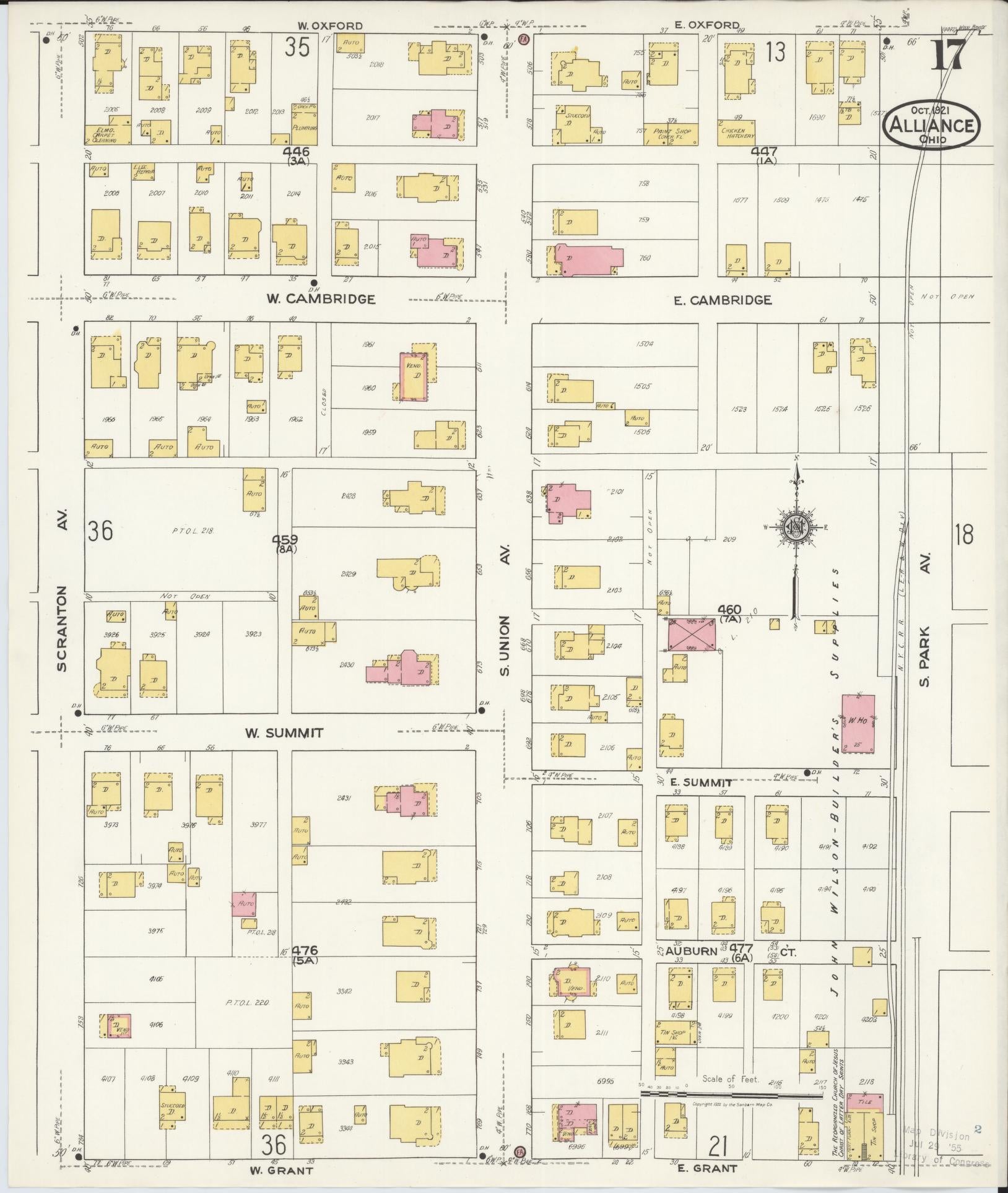 Sanborn Fire Insurance Map from Alliance, Stark County, Ohio (1921), Sheet #0017 - Complete Map Set gallery image, historic Sanborn map, vintage wall art, Ohio Ohio