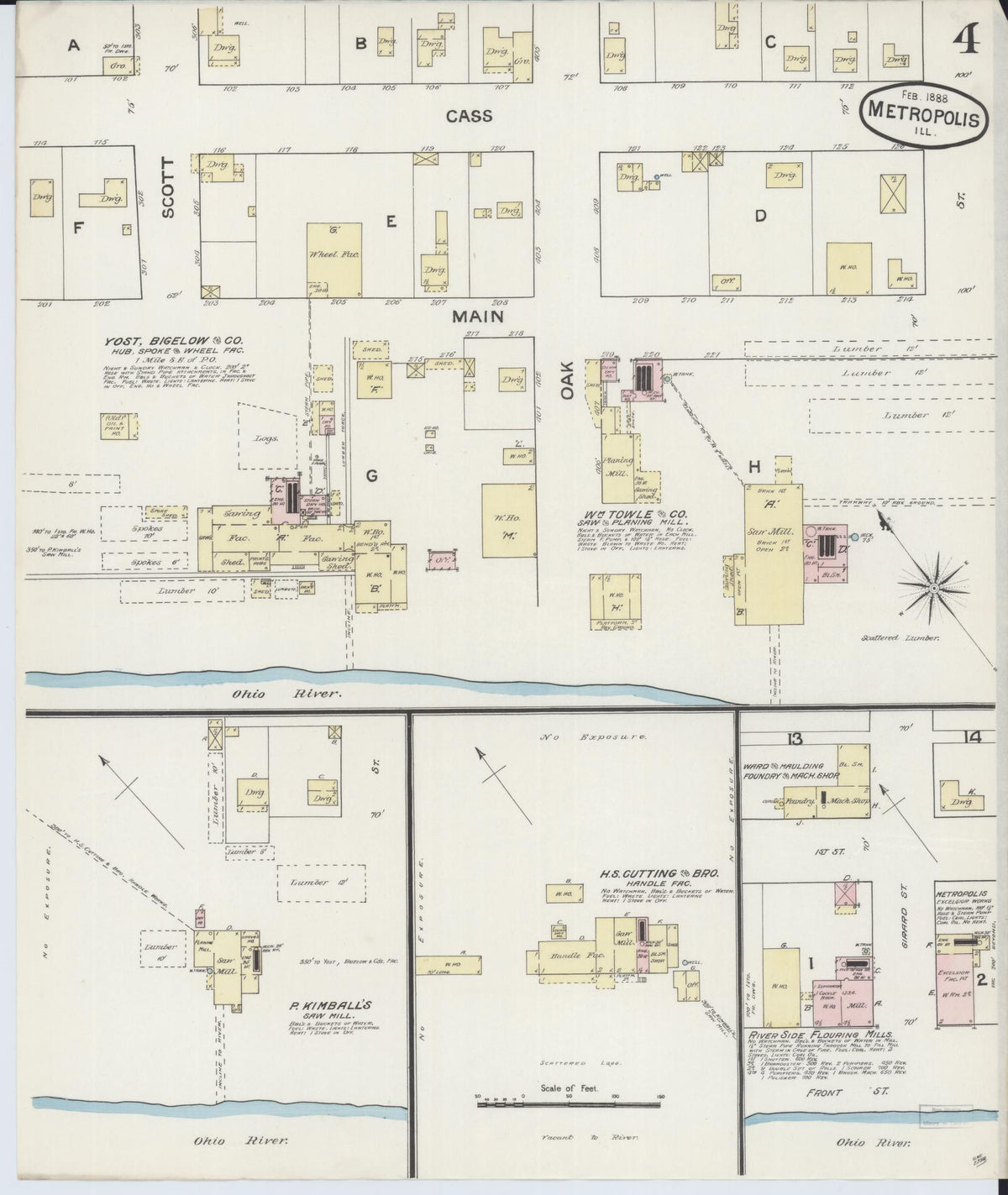 Sanborn Fire Insurance Map from Metropolis, Massac County, Illinois (1888), Sheet #0004 - Historic Sanborn Fire Insurance Map Print, vintage old map wall art, antique decor, genealogy gift, Illinois Illinois map