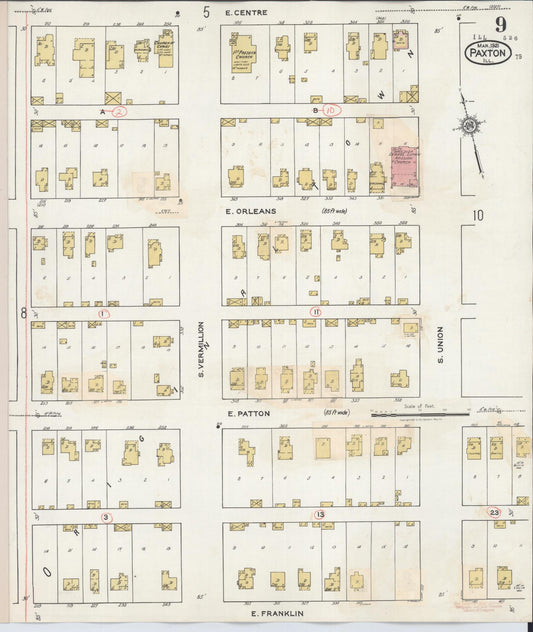 Sanborn Fire Insurance Map from Paxton, Ford County, Illinois (1932), Sheet #0009 - Historic Sanborn Fire Insurance Map Print, vintage old map wall art, antique decor, genealogy gift, Illinois Illinois map