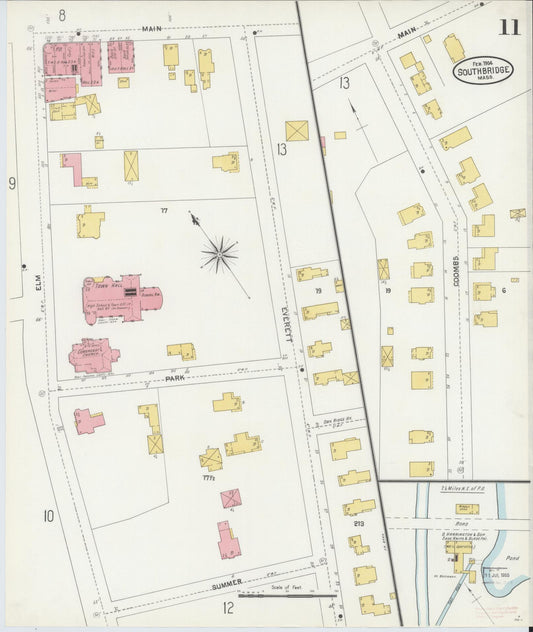 Sanborn Fire Insurance Map from Southbridge, Worcester County, Massachusetts (1904), Sheet #0011 - Historic Sanborn Fire Insurance Map Print, vintage old map wall art, antique decor, genealogy gift, Massachusetts Massachusetts map