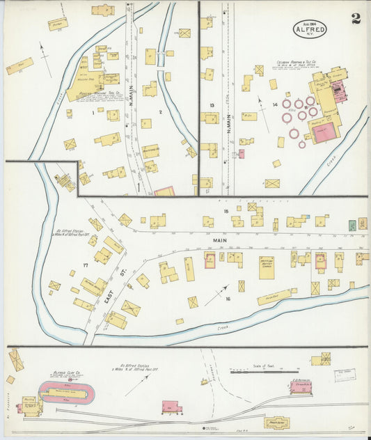 Sanborn Fire Insurance Map from Alfred, Allegany County, New York (1904), Sheet #0002 - Historic Sanborn Fire Insurance Map Print, vintage old map wall art, antique decor, genealogy gift, New York New York map