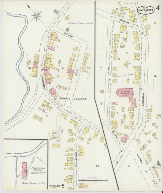 Sanborn Fire Insurance Map from Haverstraw, Rockland County, New York (1896), Sheet #0004 - Historic Sanborn Fire Insurance Map Print, vintage old map wall art, antique decor, genealogy gift, New York New York map