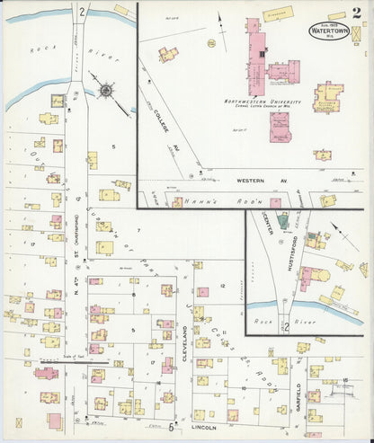 Sanborn Fire Insurance Map from Watertown, Jefferson County, Wisconsin (1909), Sheet #0002 - Complete Map Set gallery image, historic Sanborn map, vintage wall art, Wisconsin Wisconsin