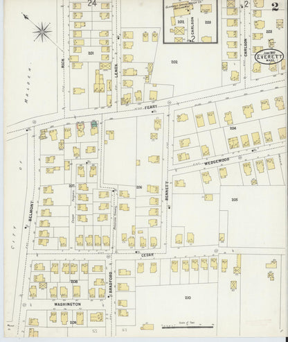 Sanborn Fire Insurance Map from Everett, Middlesex County, Massachusetts (1897), Sheet #0002 - Historic Sanborn Fire Insurance Map Print, vintage old map wall art, antique decor, genealogy gift, Massachusetts Massachusetts map