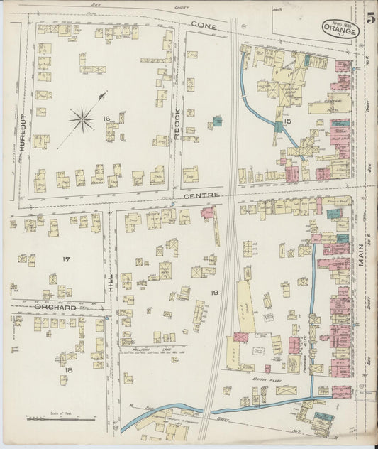 Sanborn Fire Insurance Map from Orange, Essex County, New Jersey (1885), Sheet #0005 - Historic Sanborn Fire Insurance Map Print, vintage old map wall art, antique decor, genealogy gift, New Jersey New Jersey map