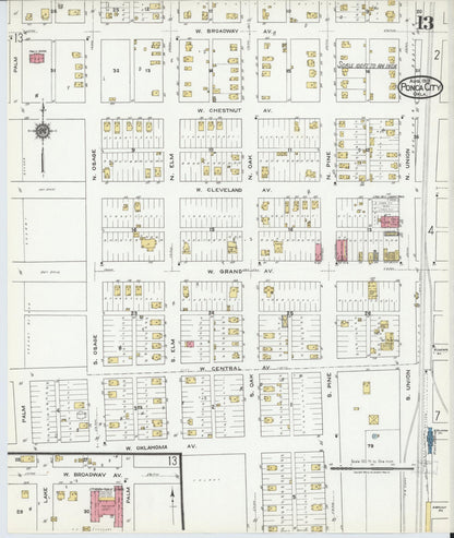 Sanborn Fire Insurance Map from Ponca City, Kay County, Oklahoma (1919), Sheet #0013 - Complete Map Set gallery image, historic Sanborn map, vintage wall art, Oklahoma Oklahoma