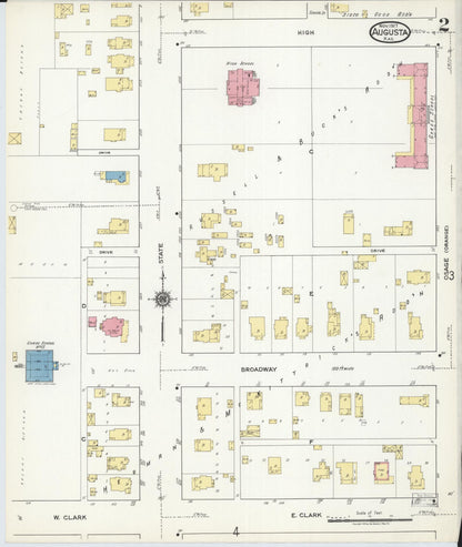 Sanborn Fire Insurance Map from Augusta, Butler County, Kansas (1917), Sheet #0002 - Complete Map Set gallery image, historic Sanborn map, vintage wall art, Kansas Kansas