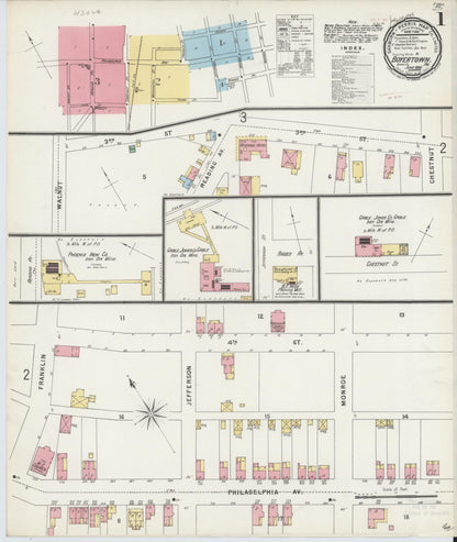 Sanborn Fire Insurance Map from Boyertown, Berks County, Pennsylvania (1896), Sheet #0001 - Complete Map Set gallery image, historic Sanborn map, vintage wall art, Pennsylvania Pennsylvania