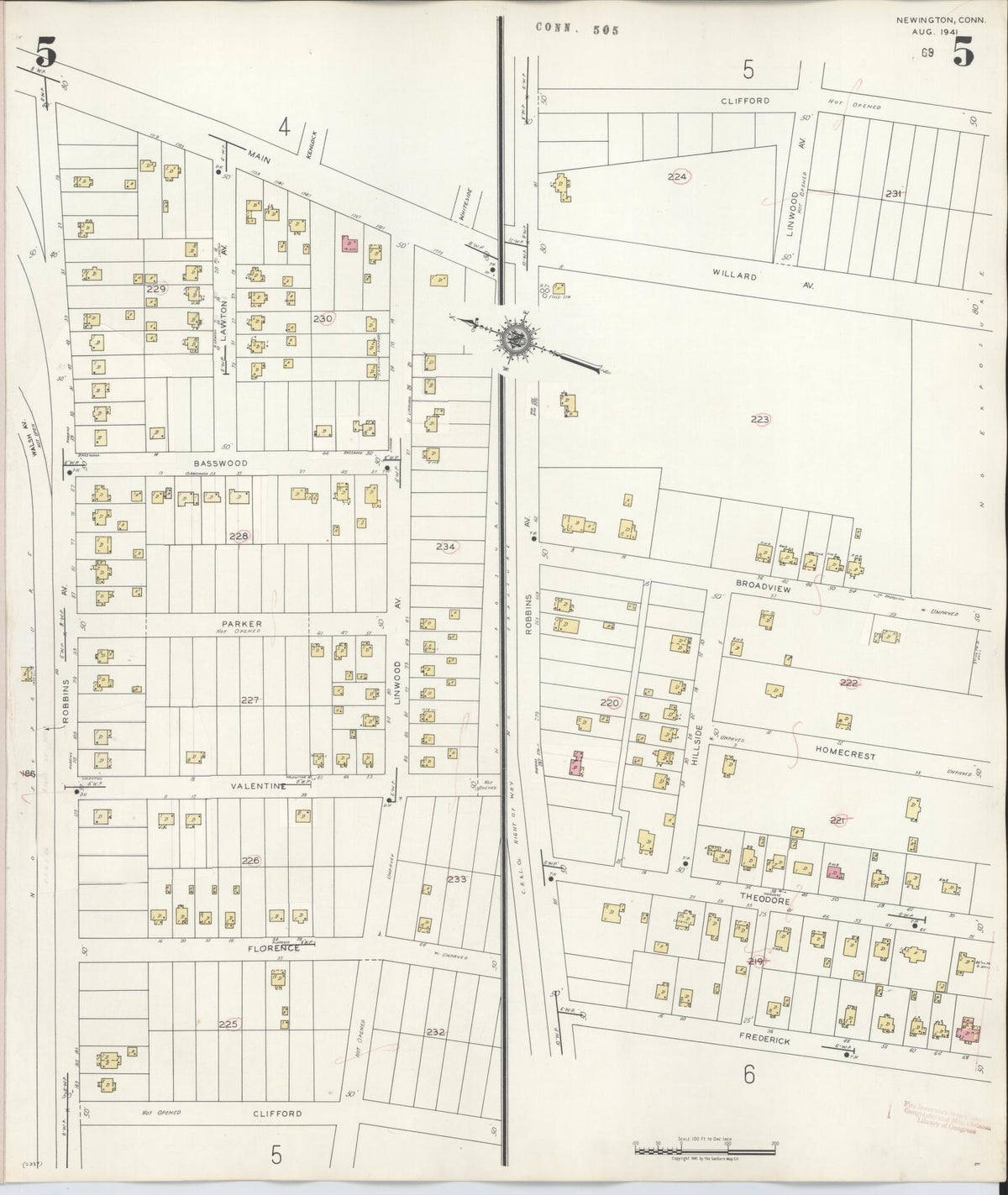 Sanborn Fire Insurance Map from Newington, Hartford County, Connecticut (1947), Sheet #0005 - Historic Sanborn Fire Insurance Map Print, vintage old map wall art, antique decor, genealogy gift, Connecticut Connecticut map