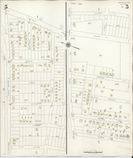 Sanborn Fire Insurance Map from Newington, Hartford County, Connecticut (1947), Sheet #0005 - Historic Sanborn Fire Insurance Map Print, vintage old map wall art, antique decor, genealogy gift, Connecticut Connecticut map