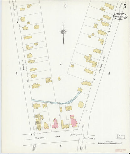 Sanborn Fire Insurance Map from Waterville, Oneida County, New York (1912), Sheet #0005 - Complete Map Set gallery image, historic Sanborn map, vintage wall art, New York New York