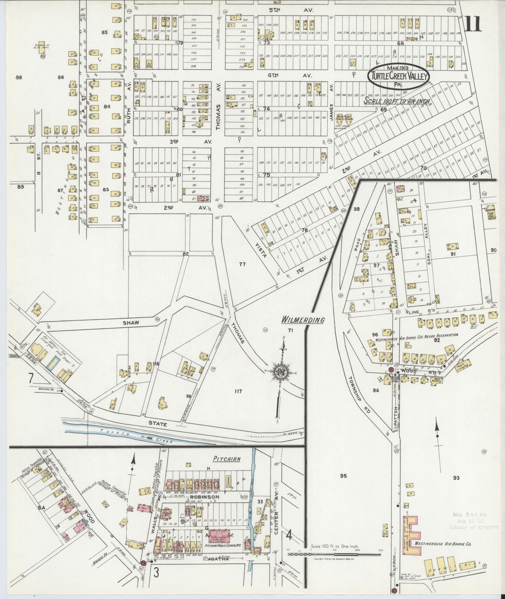Sanborn Fire Insurance Map from Turtle Creek Valley, Allegheny County, Pennsylvania (1919), Sheet #0011 - Complete Map Set gallery image, historic Sanborn map, vintage wall art, Pennsylvania Pennsylvania