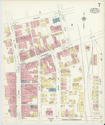 Sanborn Fire Insurance Map from Milton, Northumberland County, Pennsylvania (1913), Sheet #0007 - Historic Sanborn Fire Insurance Map Print, vintage old map wall art, antique decor, genealogy gift, Pennsylvania Pennsylvania map