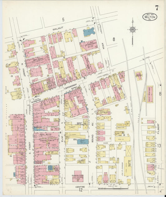 Sanborn Fire Insurance Map from Milton, Northumberland County, Pennsylvania (1913), Sheet #0007 - Historic Sanborn Fire Insurance Map Print, vintage old map wall art, antique decor, genealogy gift, Pennsylvania Pennsylvania map