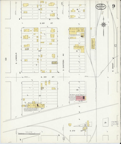 Sanborn Fire Insurance Map from Hobart, Kiowa County, Oklahoma (1916), Sheet #0009 - Complete Map Set gallery image, historic Sanborn map, vintage wall art, Oklahoma Oklahoma
