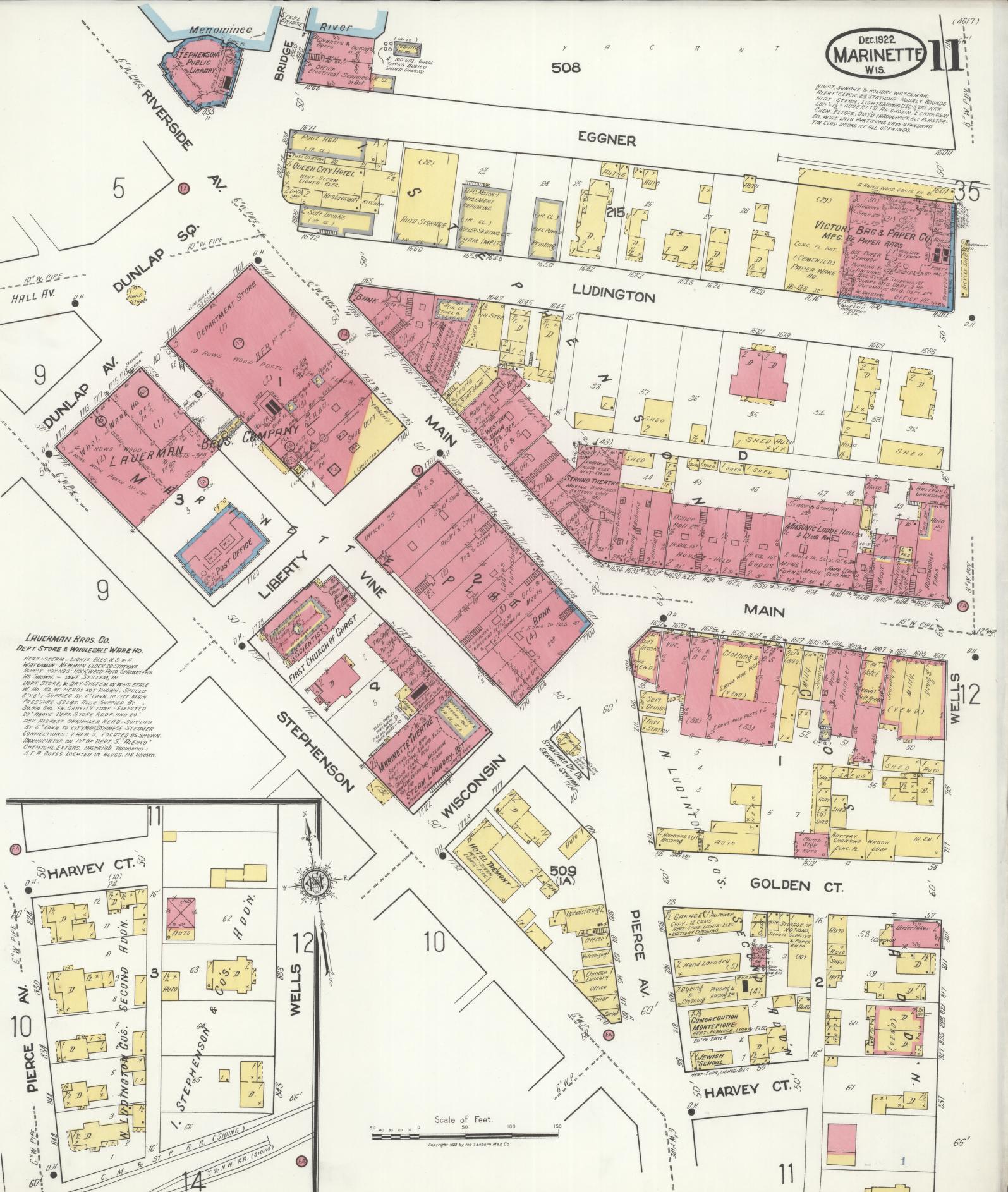 Sanborn Fire Insurance Map from Marinette, Marinette County, Wisconsin (1921), Sheet #0011 - Complete Map Set gallery image, historic Sanborn map, vintage wall art, Wisconsin Wisconsin