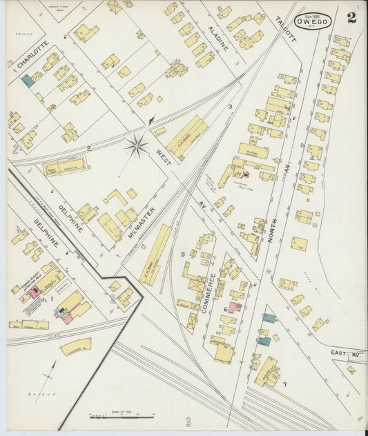Sanborn Fire Insurance Map from Owego, Tioga County, New York (1893), Sheet #0002 - Historic Sanborn Fire Insurance Map Print, vintage old map wall art, antique decor, genealogy gift, New York New York map