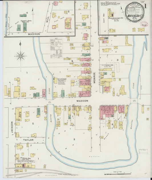 Sanborn Fire Insurance Map from Waterloo, Jefferson County, Wisconsin (1894), Sheet #0001 - Complete Map Set gallery image, historic Sanborn map, vintage wall art, Wisconsin Wisconsin
