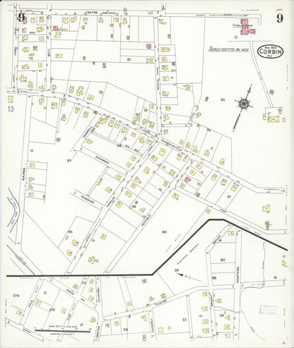 Sanborn Fire Insurance Map from Corbin, Knox and Whitley Counties, Kentucky (1923), Sheet #0009 - Complete Map Set gallery image, historic Sanborn map, vintage wall art, Kentucky Kentucky