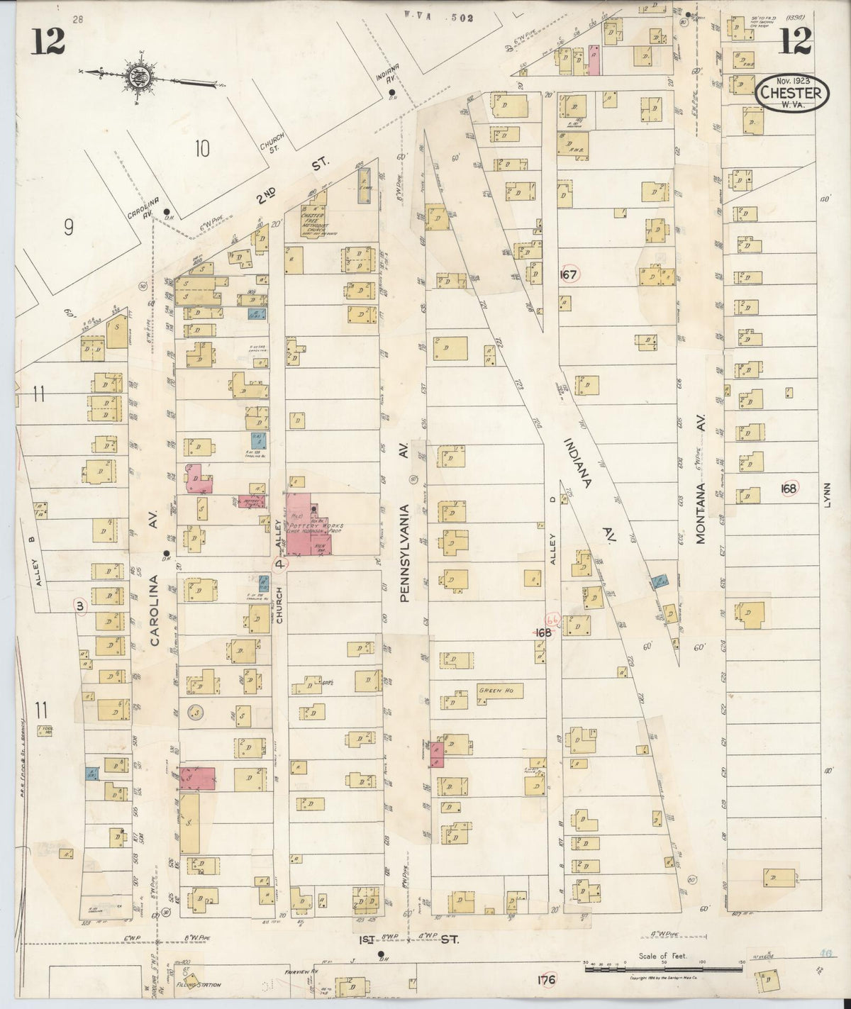 Sanborn Fire Insurance Map from Chester, Hancock County, West Virginia (1942), Sheet #0012 - Historic Sanborn Fire Insurance Map Print, vintage old map wall art, antique decor, genealogy gift, West Virginia West Virginia map