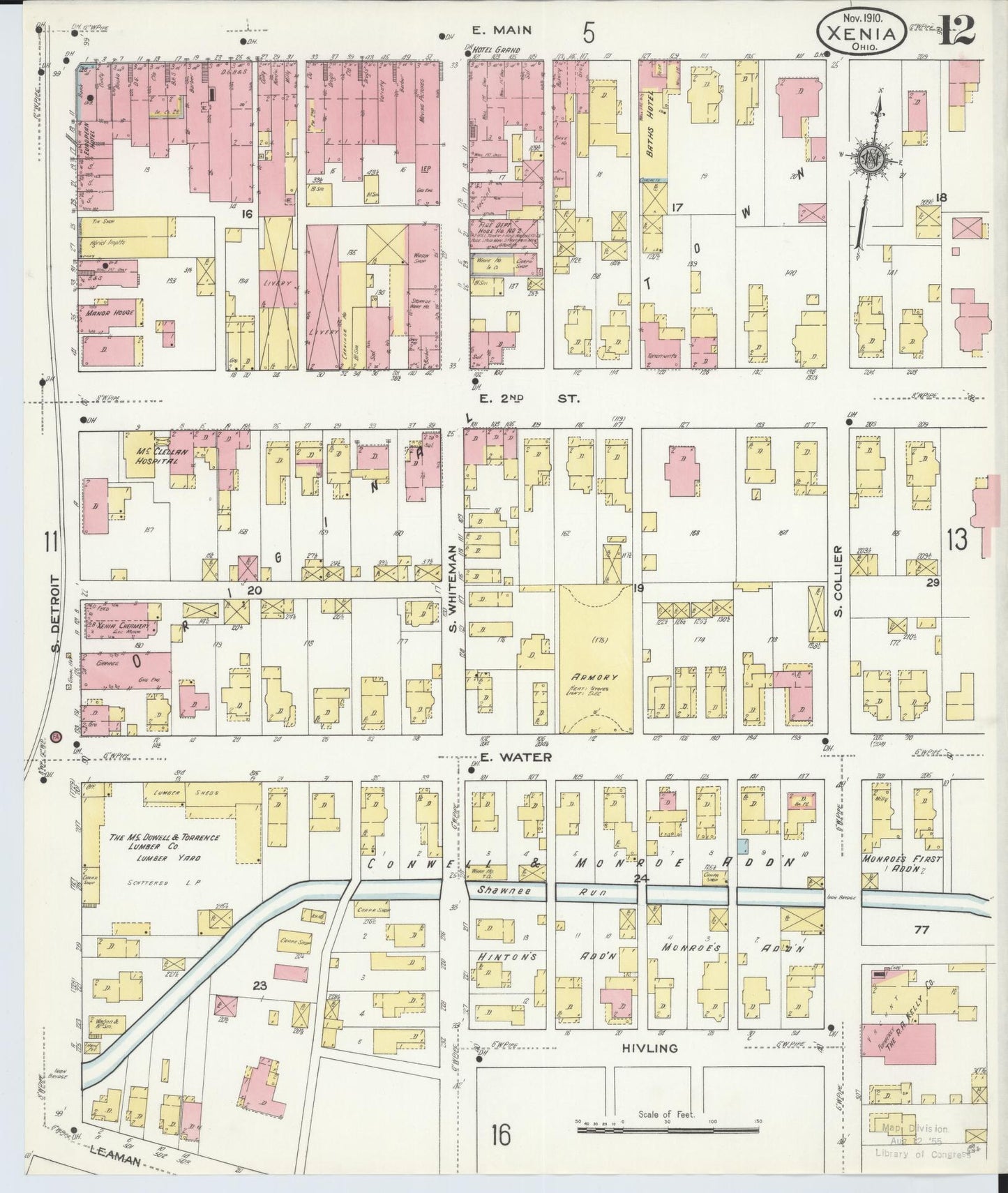 Sanborn Fire Insurance Map from Xenia, Greene County, Ohio (1910), Sheet #0012 - Complete Map Set gallery image, historic Sanborn map, vintage wall art, Ohio Ohio