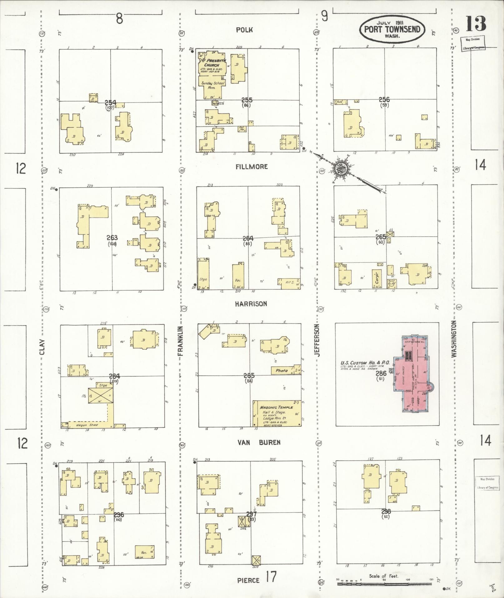 Sanborn Fire Insurance Map from Port Townsend, Jefferson County, Washington (1911), Sheet #0013 - Complete Map Set gallery image, historic Sanborn map, vintage wall art, Washington Washington