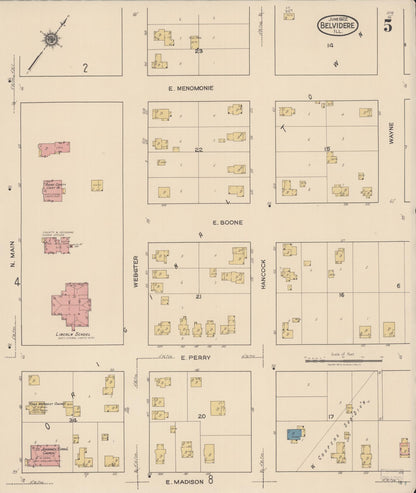 Sanborn Fire Insurance Map from Belvidere, Boone County, Illinois (1922), Sheet #0005 - Complete Map Set gallery image, historic Sanborn map, vintage wall art, Illinois Illinois