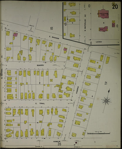 Sanborn Fire Insurance Map from Jackson, Jackson County, Michigan (1907), Sheet #0020 - Complete Map Set gallery image, historic Sanborn map, vintage wall art, Michigan Michigan